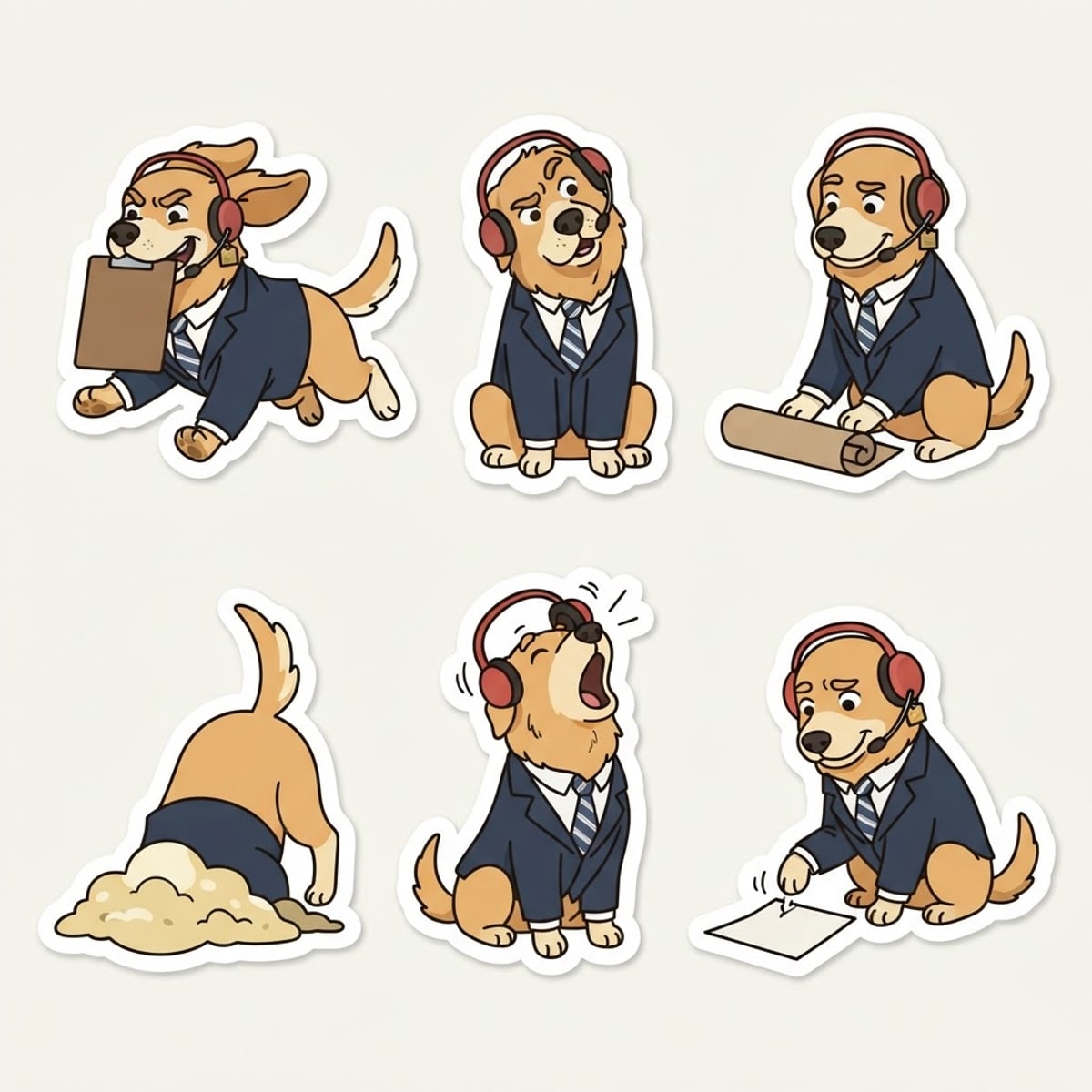 Meme: six stickers, one employee, every pose is support