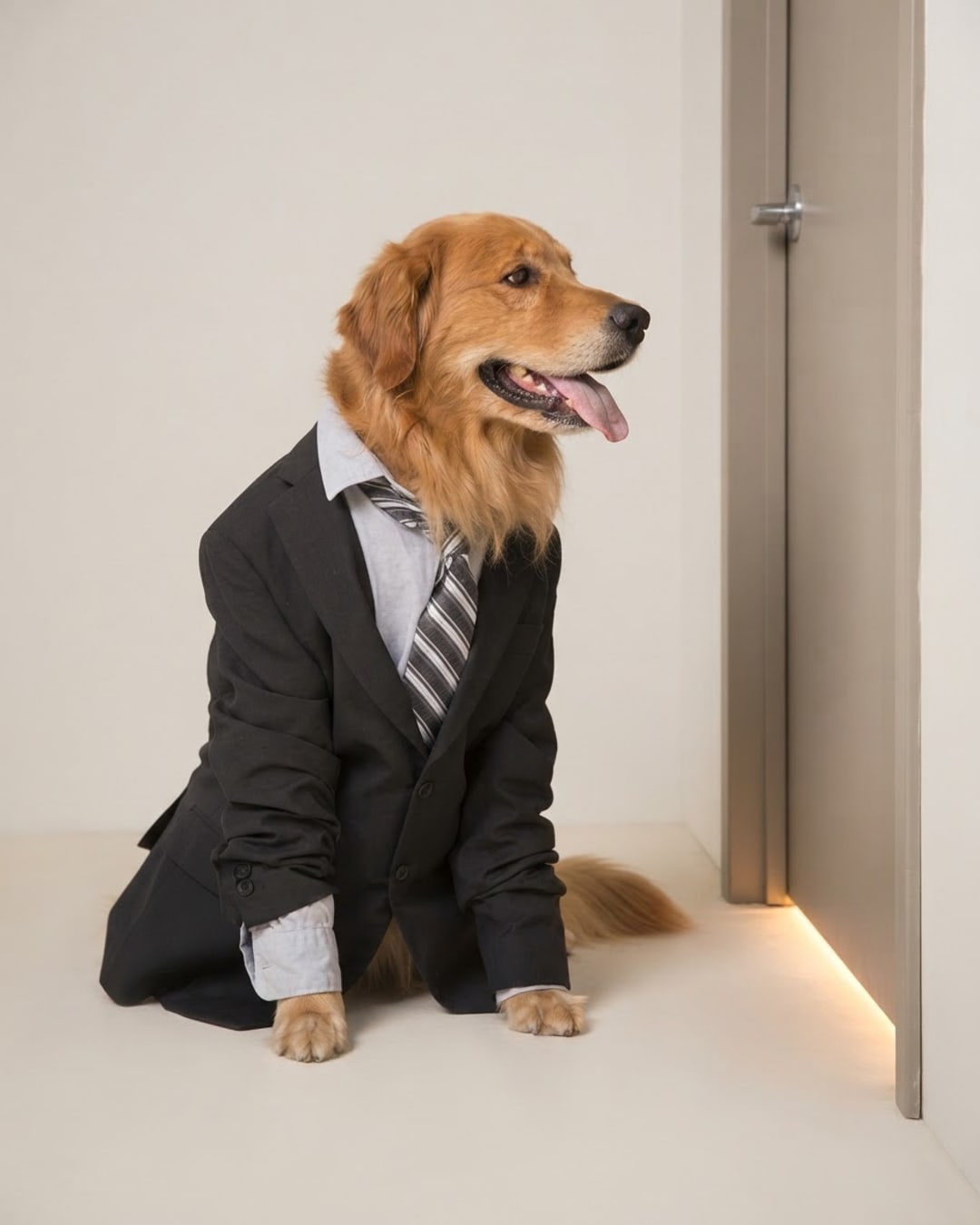 Meme: somebody is behind that door and hdog is going to support them whether they like it or not
