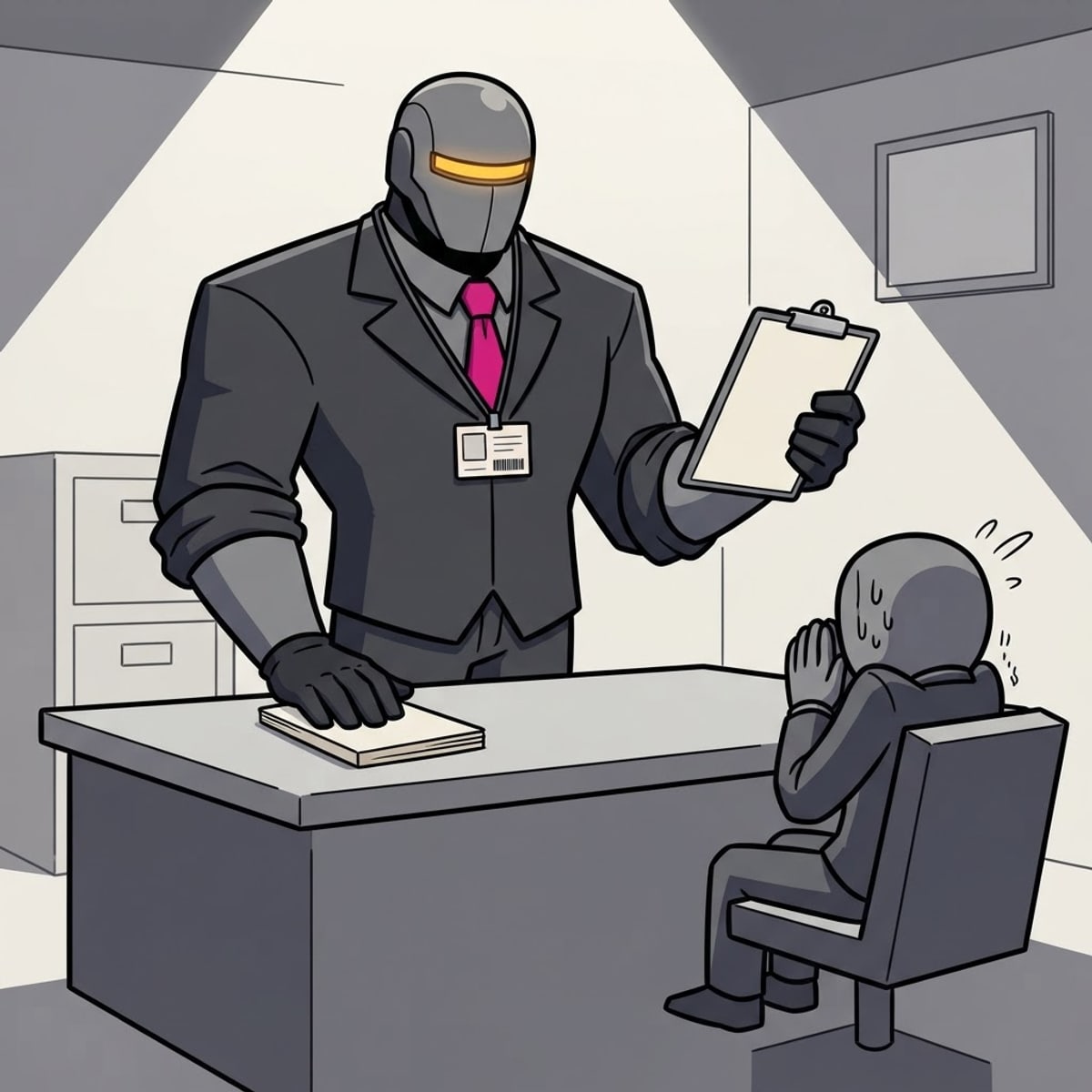 Meme: he didn't blink. the paperwork did.