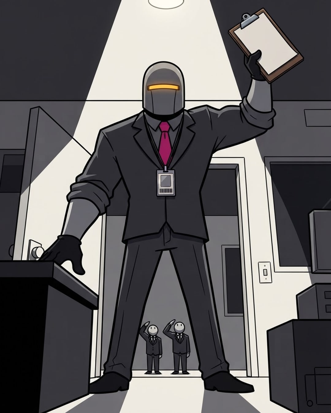 Meme: the agents have a boss now. he brought a clipboard.